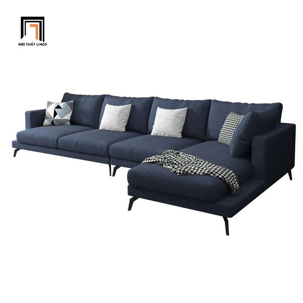 ghế sofa góc l phòng khách gia đình, sofa góc 3m x 1m6 vải nỉ xám lông chuột, sofa góc lớn