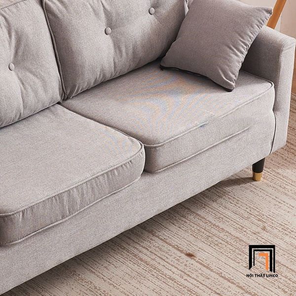 ghế sofa băng vải nỉ xám lông chuột 2m2, sofa văng 3 nệm ngồi giá rẻ, sofa băng gia đình xinh xắn
