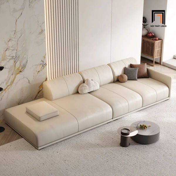 sofa, ghế sofa, sofa văng hiện đại, sofa da trắng kem, ghế sofa 2m6 cao cấp, sofa phòng khách chung cư