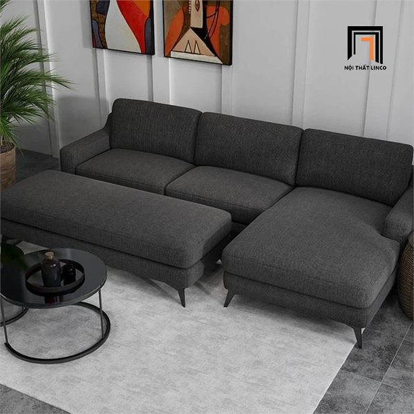 ghế sofa góc L vải nỉ xám đen, sofa góc gia đình 2m3 x 1m6 giá rẻ