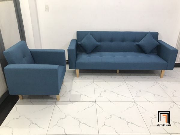 bộ ghế sofa văn phòng màu xanh dương, set ghế sofa phòng khách thông minh giá rẻ