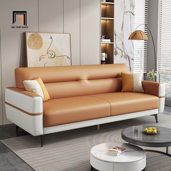 sofa giường nằm phối màu da sang trọng, ghế sofa giường dài 2m kiểu dáng hiện đại