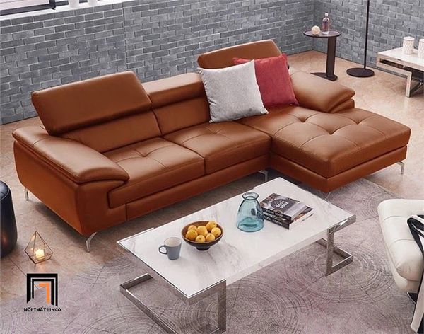 bộ ghế sofa góc L da công nghiệp 2m5 x 1m6, sofa góc kê đầu gật gù thư giãn