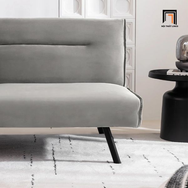 ghế sofa giường kiểu dáng hiện đại, sofa giường nằm dài 1m7 vải nhung xám