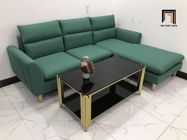 sofa góc màu xanh ngọc, bộ ghế sofa góc chữ l 2m2 x 1m6 giá rẻ, sofa góc gia đình