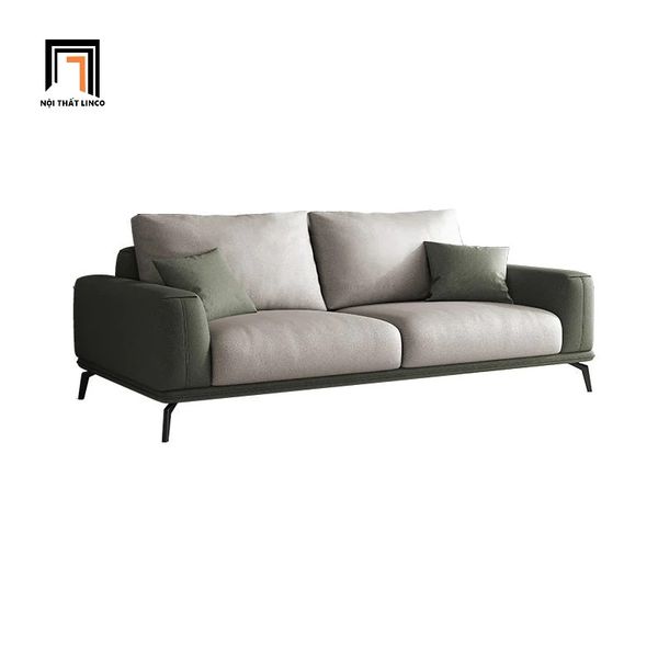 ghế sofa băng da giả, sofa văng dài 2m, sofa băng phối màu da xám cho căn hộ chung cư, ghế sofa băng hiện đại