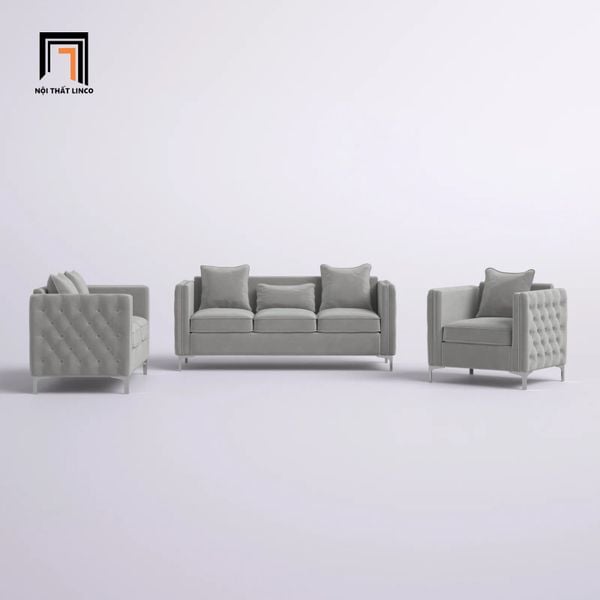 sofa phòng khách sang trọng, bộ ghế sofa vải nhung nỉ hiện đại, ghế sofa giật nút tân cổ điển