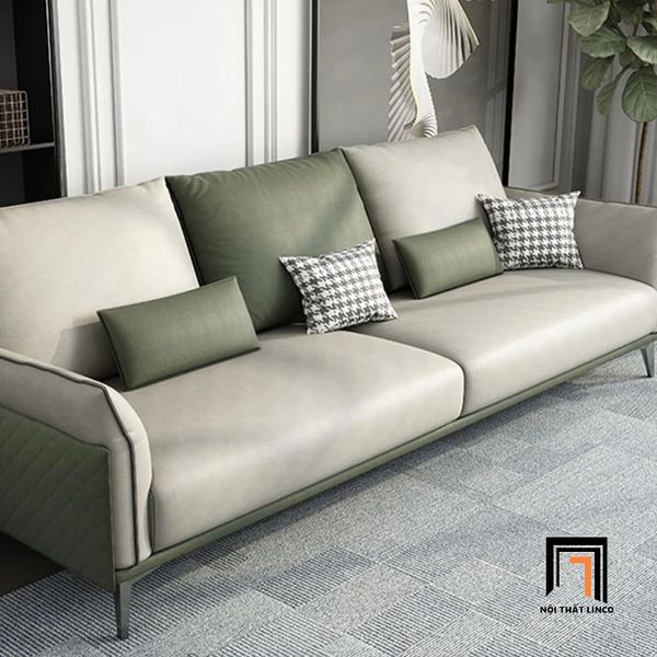 ghế sofa văng dài 2m2 phối màu da giả, sofa băng dài cho chung cư sang trọng, sofa băng phòng khách gia đình