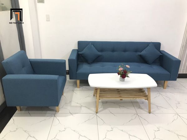 bộ ghế sofa văn phòng màu xanh dương, set ghế sofa phòng khách thông minh giá rẻ