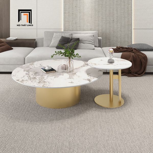 bàn trà mặt đá ceramic mặt 70cm, bàn sofa phòng khách sang trọng