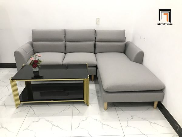 ghế sofa góc l 2m2 x 1m6 màu xám trắng, sofa góc l phòng khách gia đình giá rẻ