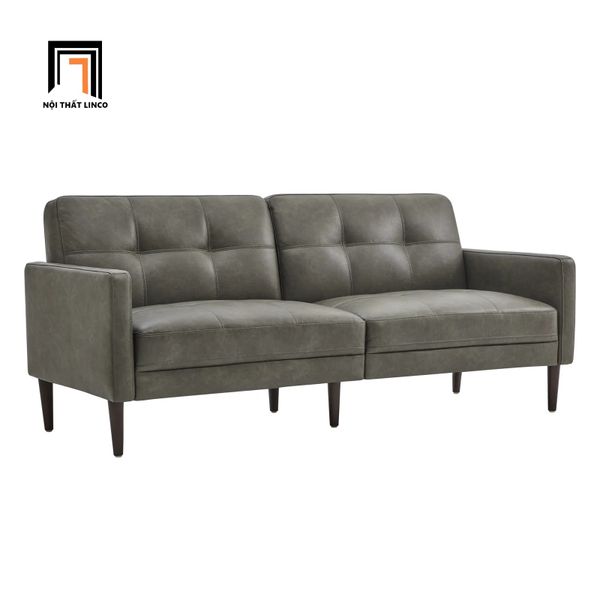 ghế sofa giường nằm bọc da xám, sofa giường dài 1m9 cho văn phòng làm việc