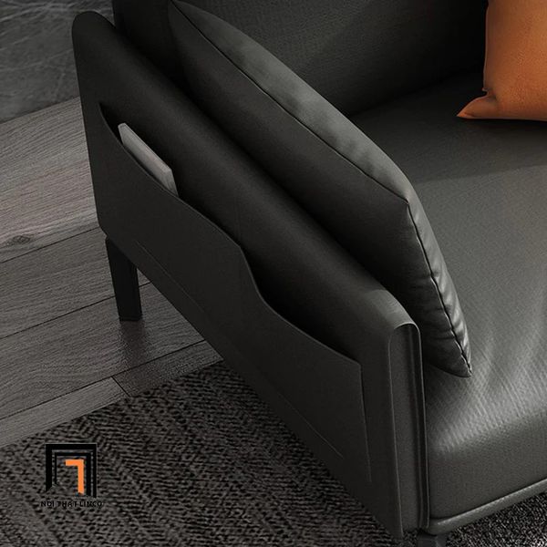 sofa phòng khách, sofa văn phòng, bộ ghế sofa cho công sở, bộ ghế sofa phòng khách bọc da giả, sofa màu xám đen