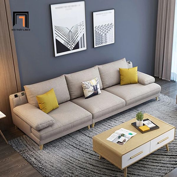 ghế sofa góc chữ L 2m6 x 1m8 vải nỉ, sofa góc phòng khách gia đình trắng kem giá rẻ