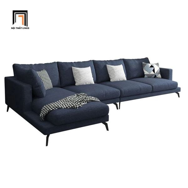 ghế sofa góc l phòng khách gia đình, sofa góc 3m x 1m6 vải nỉ xám lông chuột, sofa góc lớn