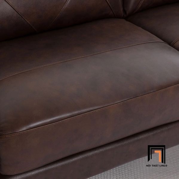 bộ ghế sofa phòng khách nâu đậm, set ghế sofa sang trọng da Pu mềm