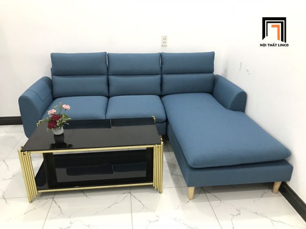 sofa góc chữ l màu xanh dương, bộ ghế sofa l 2m2 x 1m6 cho phòng khách gia đình, sofa góc l giá rẻ