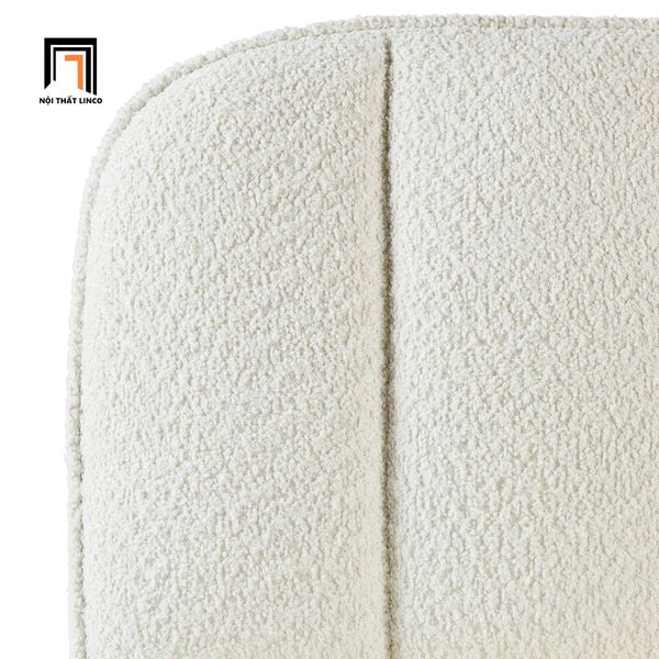 sofa giường nằm dài 1m7 vải lông cừu trắng kem, sofa giường xinh xắn nhỏ gọn
