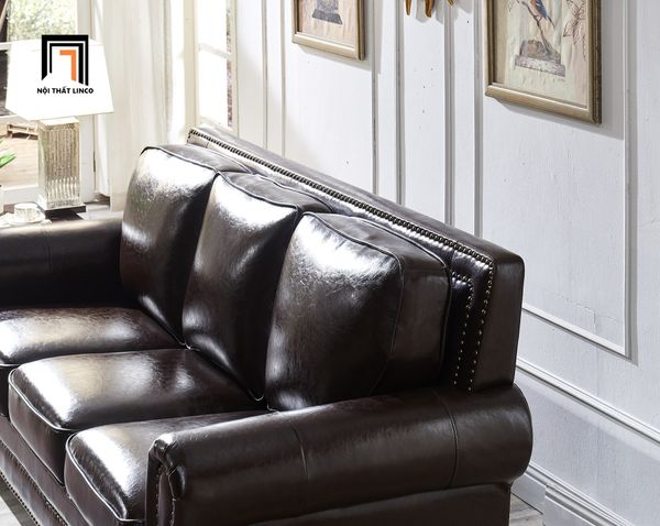 sofa, ghế sofa, sofa băng da nâu đậm, sofa băng 2m1, ghế sofa băng tân cổ điển, sofa đẹp, sofa hiện đại