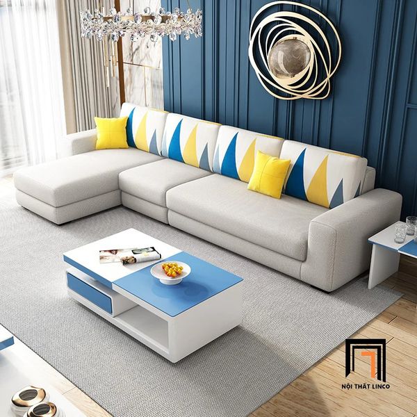 ghế sofa góc l 3m x 1m6 xanh ngọc, sofa góc chữ l xinh xắn vải nỉ, bộ ghế sofa góc gia đình giá rẻ