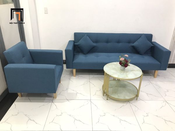bộ ghế sofa văn phòng màu xanh dương, set ghế sofa phòng khách thông minh giá rẻ