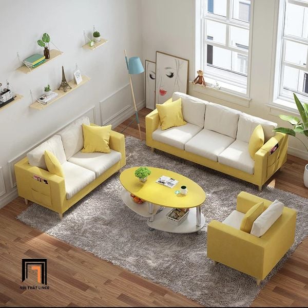 Ghế sofa đơn vải nỉ xinh xắn, sofa đơn 1 nệm ngồi, ghế sofa đơn phối 2 màu, sofa đơn phòng khách giá rẻ