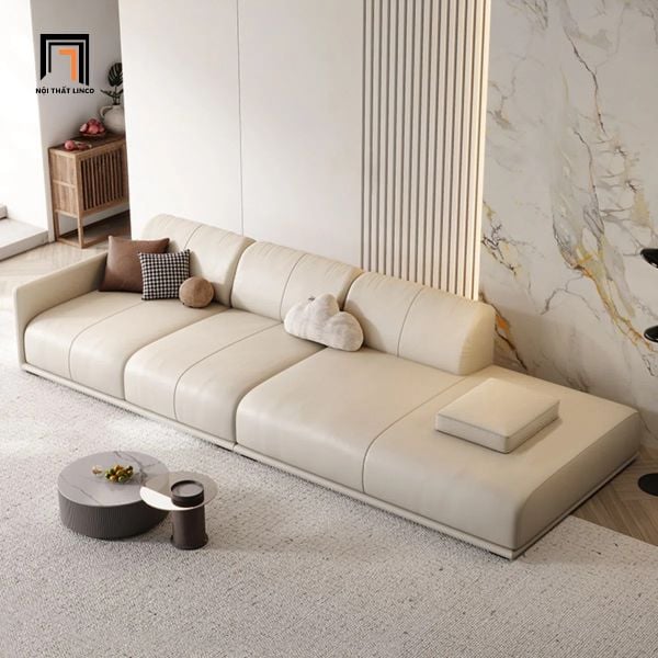 sofa, ghế sofa, sofa văng hiện đại, sofa da trắng kem, ghế sofa 2m6 cao cấp, sofa phòng khách chung cư