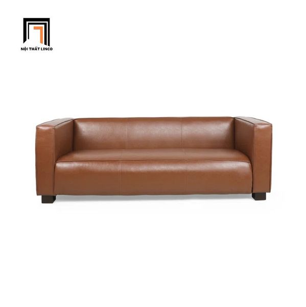 bộ ghế sofa phòng khách gia đình, set ghế sofa da công nghiệp nâu giá rẻ