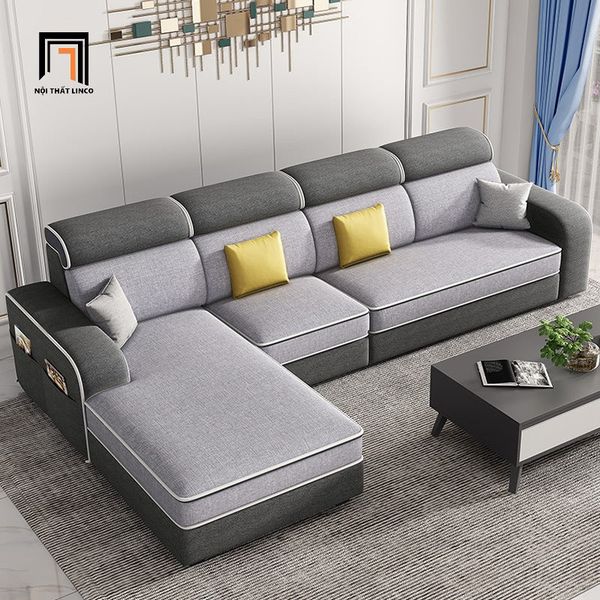 sofa l, sofa góc chữ l, bộ ghế sofa góc 2m8 x 1m6 phòng khách đẹp, ghế sofa góc l vải nỉ giá rẻ