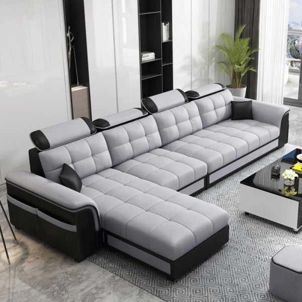 sofa góc, sofa l, bộ ghế sofa góc l phòng khách gia đình, sofa góc 3m2 x 1m7 kiểu dáng hiện đại