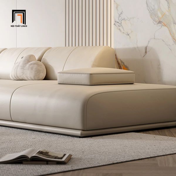 sofa, ghế sofa, sofa văng hiện đại, sofa da trắng kem, ghế sofa 2m6 cao cấp, sofa phòng khách chung cư