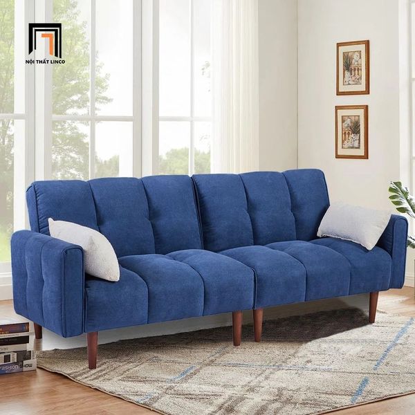 sofa bed, sofa giường, ghế sofa giường nằm, sofa giường 1m8 vải nỉ, sofa giường màu xanh đậm, sofa giường nhỏ xinh