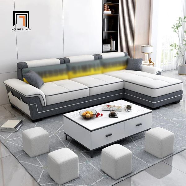 sofa l, sofa góc 2m4 x 1m6 vải nỉ giá rẻ, ghế sofa góc l thư giãn cho phòng khách gia đình