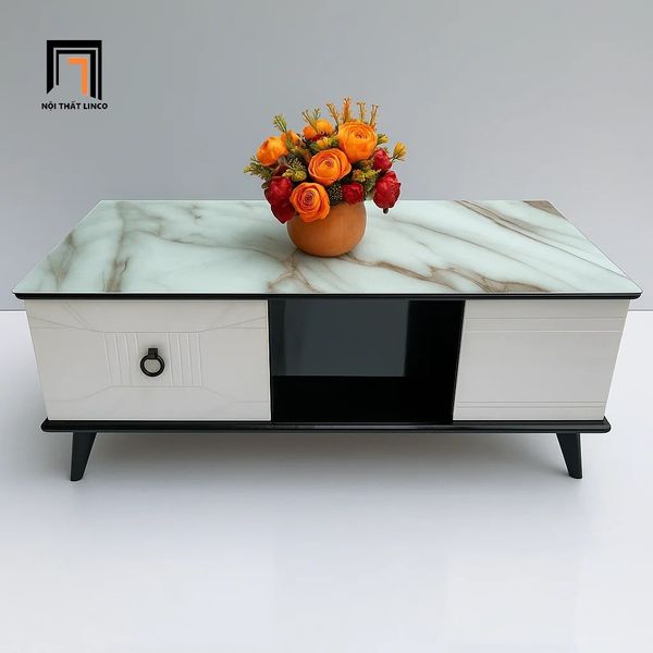 bàn sofa phòng khách mặt kính vân giả đá, bàn trà chữ nhật 1m x 50 sang trọng