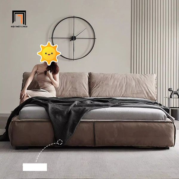 giường ngủ, giường, giường ngủ bọc da, giường ngủ da giả xám, giường kiểu dáng sang trọng