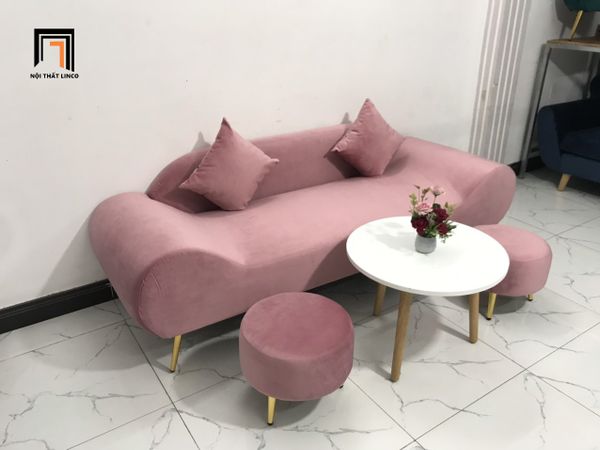 sofa thuyền, bộ ghế sofa băng thuyền màu hồng phấn, sofa thuyền dài 2m giá rẻ cho phòng khách nhỏ