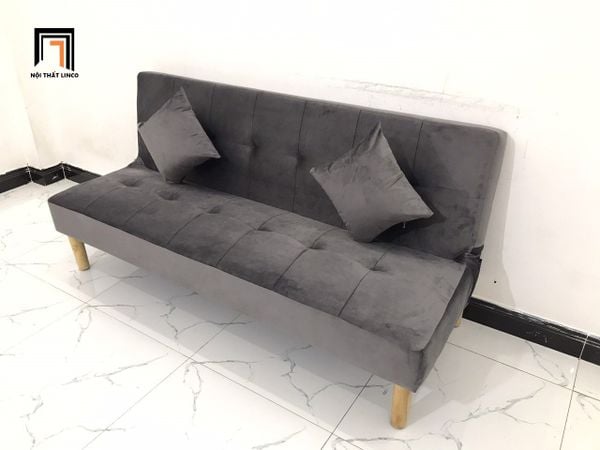 bộ ghế sofa giường nằm vải nhung màu xám đen, ghế sofa bed thông minh giá rẻ dài 1m7