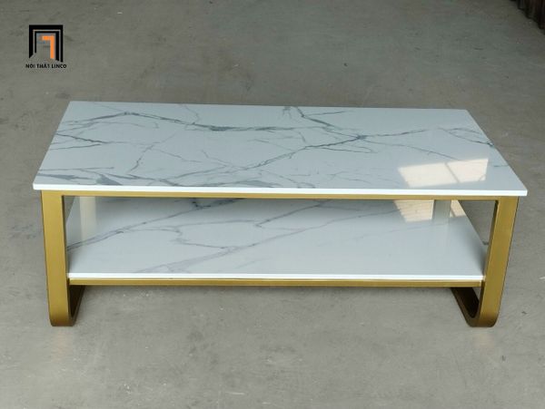 bàn trà gia đình mặt đá 2 tầng, bàn sofa giá rẻ khung sắt sơn đen