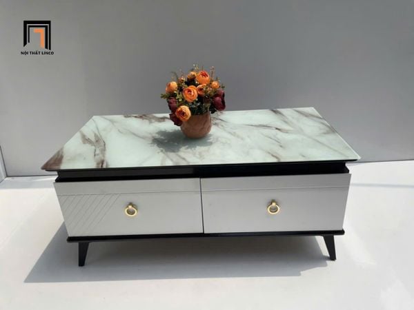 bàn sofa cao cấp cho gia đình, bàn trà dài 1m x 50 mặt kính giả đá