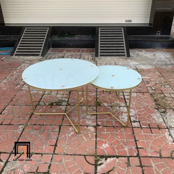 cặp bàn trà phòng khách mặt kính cường lực, cặp 2 bàn sofa gia đình giá rẻ