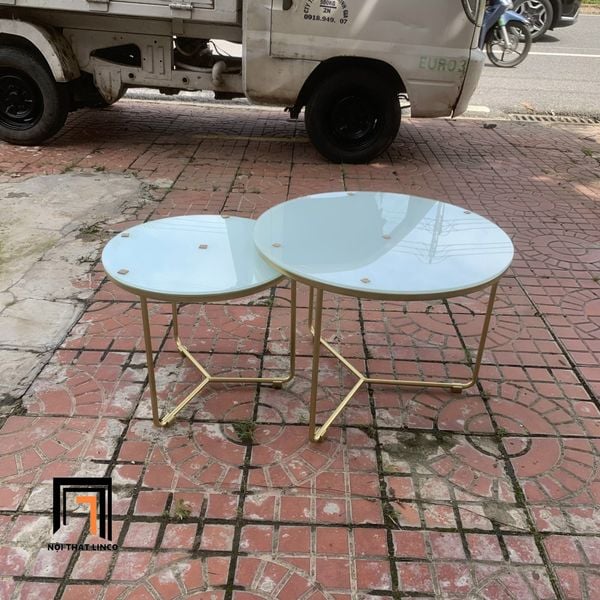 cặp bàn trà phòng khách mặt kính cường lực, cặp 2 bàn sofa gia đình giá rẻ