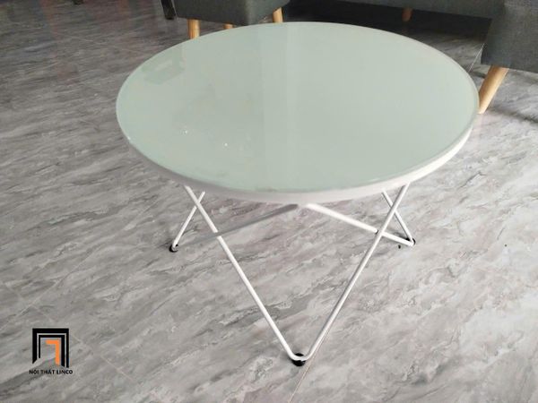 bàn trà phòng khách mặt kính tròn 60cm, bàn sofa gia đình nhỏ gọn giá rẻ
