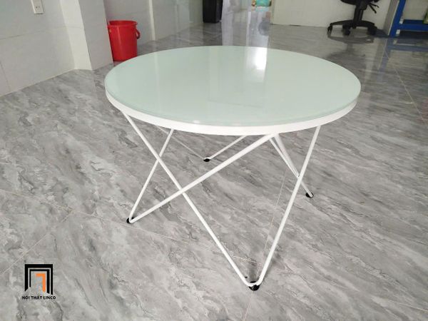 bàn trà phòng khách mặt kính tròn 60cm, bàn sofa gia đình nhỏ gọn giá rẻ