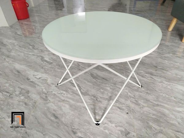 bàn trà phòng khách mặt kính tròn 60cm, bàn sofa gia đình nhỏ gọn giá rẻ