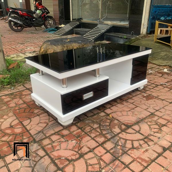 Bàn sofa cho phòng khách 1m x 50 mặt kính đen, bàn trà giá rẻ hiện đại