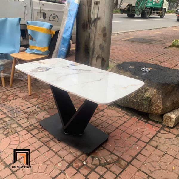 bàn sofa mặt đá khung chân sắt V, bàn trà phòng khách dài 1m giá rẻ