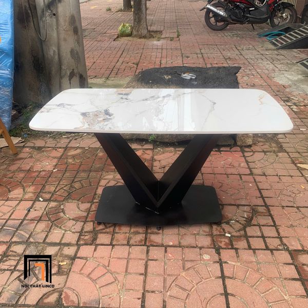 bàn sofa mặt đá khung chân sắt V, bàn trà phòng khách dài 1m giá rẻ