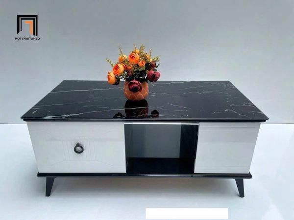 bàn trà phòng khách mặt kính sang trọng, bàn sofa dài 1m x 50 kính đen cường lực