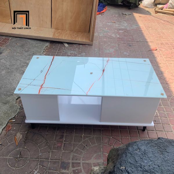 bàn sofa phòng khách 1m x 50 mặt kính cường lực giả đá, bàn trà gia đình xinh xắn