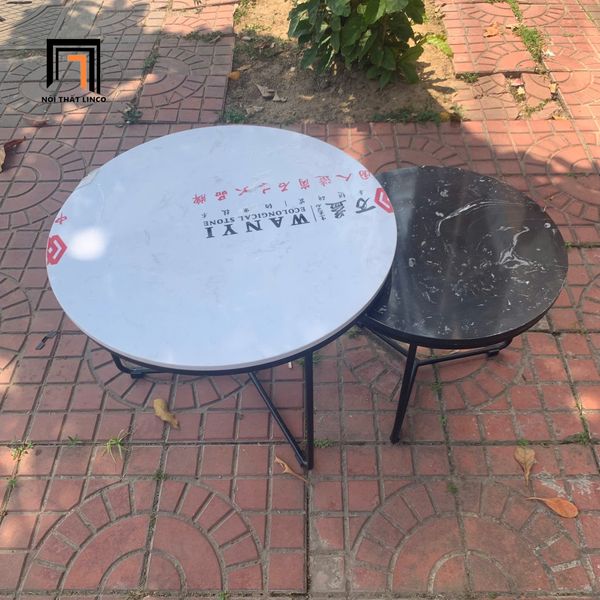 cặp bàn sofa mặt đá đen trắng giá rẻ, cặp 2 bàn sofa gia đình xinh xắn